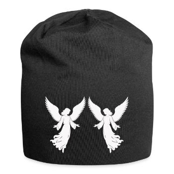 Double Angel Wings Silhouette - Jersey Beanie - black - Front