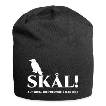 Skål! Wikinger Bier Spruch – Prost auf Odin - Jersey-Beanie - Schwarz - Vorne