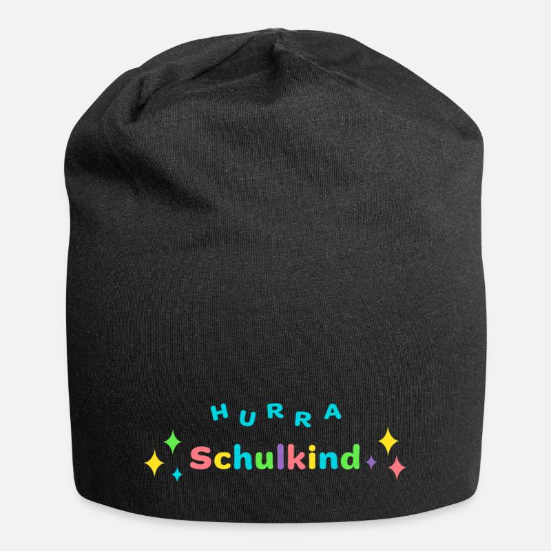 HURRA SCHULKIND - Einschulung Erstklässler - Jersey-Beanie - Schwarz