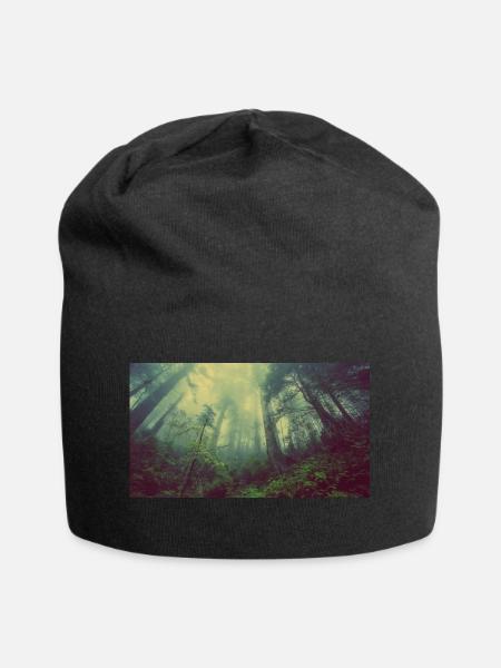 Wald-Natur-Bäume-Nebel/Geschenk/GeschenksIdee - Jersey-Beanie - Schwarz