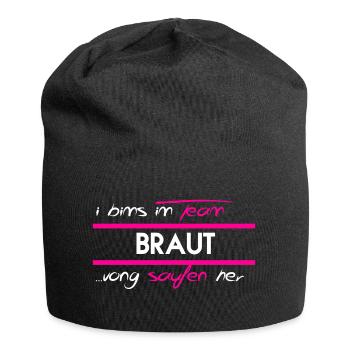 TEAM BRAUT, JGA, GESCHENK - Jersey-Beanie - Schwarz - Vorne