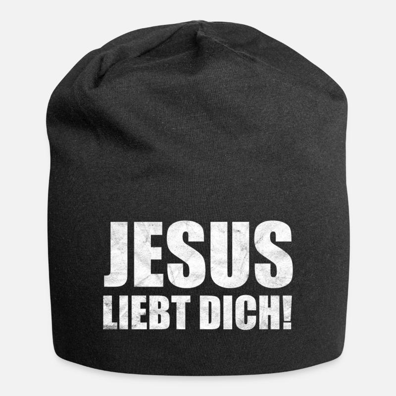 Jesus Liebt dich! Christliches Geschenk - Jersey-Beanie - Schwarz