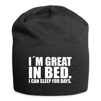 Bed bed funny sleep lazy funny Christmas - Jersey Beanie - black - Front