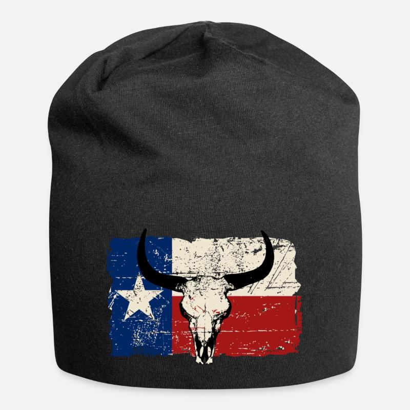 Texas Bull Flag - Vintage Look - Jersey-Beanie - Schwarz