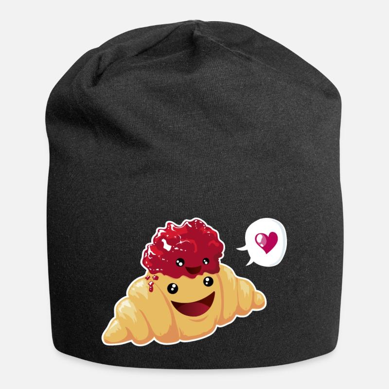 Beste Freunde oder Liebe? Croissant & Marmelade - Jersey-Beanie - Schwarz