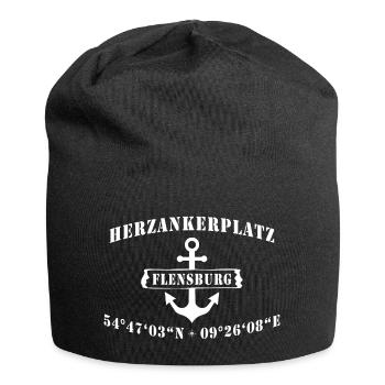 Herzankerplatz - Flensburg - Jersey-Beanie - Schwarz - Vorne