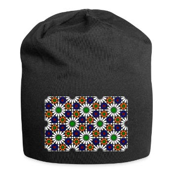 Maurisches Mosaik (dunkel) - Jersey-Beanie - Schwarz - Vorne