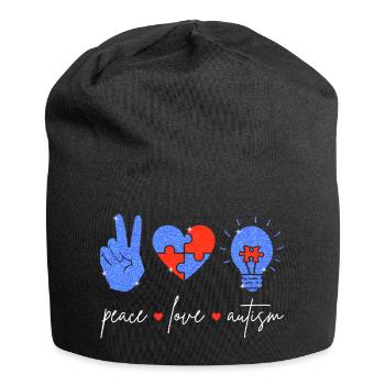 Peace Love Autisme I - Bonnet en jersey - noir - Devant