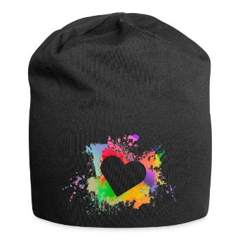 Herz - Jersey-Beanie - Schwarz - Vorne