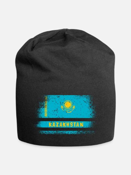 Kasachstan Vintage Flaggen Design - Jersey-Beanie - Schwarz