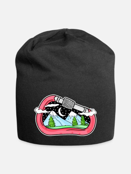 Berg Berge Berggipfel Gipfel - Jersey-Beanie - Schwarz