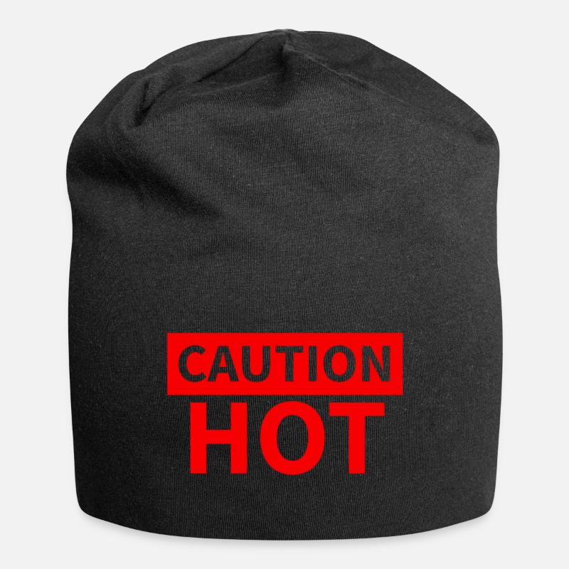 CAUTION HOT red - Jersey Beanie - black