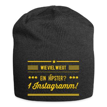 Wie viel wiegt ein Hipster? 1 Instagramm! NEU NEW - Jersey-Beanie - Anthrazit - Vorne