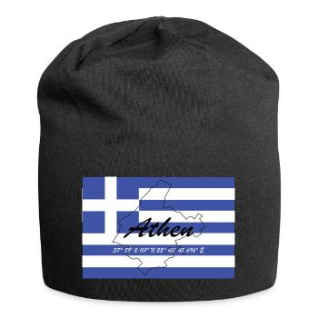 Athen - Hauptstadt mit GPS & Flagge - Jersey-Beanie - Schwarz - Vorne