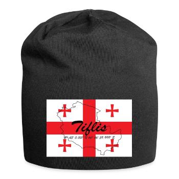 Tiflis - Hauptstadt mit GPS & Flagge - Jersey-Beanie - Schwarz - Vorne