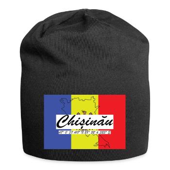 Chisinau - Hauptstadt mit GPS & Flagge - Jersey-Beanie - Schwarz - Vorne