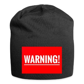 Warnung Flexibles Stickdesign - Jersey-Beanie - Schwarz - Vorne