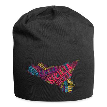 Sizilien T-Shirt Karte Wortwolke Trinacria - Jersey-Beanie - Schwarz - Vorne