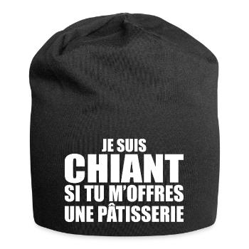 Homme qui adore : Pâtisserie. Design Drôle Humour - Bonnet en jersey - noir - Devant