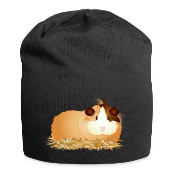 süßes Meerschweinchen liegt gemütlich im Stroh - Jersey-Beanie - Schwarz - Vorne