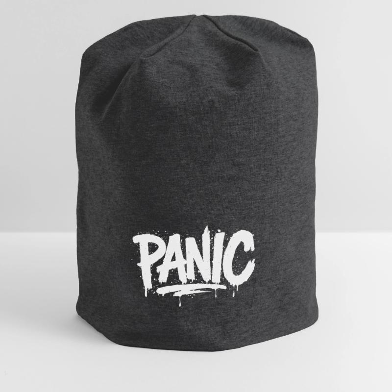 PANIC Expressive Grau-Ästhetik mit Risiko-Bothrin Jersey-Beanie