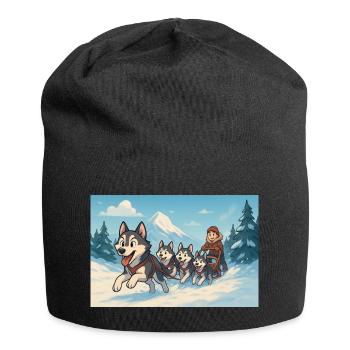 Winter Huskies Schlitten Bergrennen - Jersey-Beanie - Schwarz - Vorne