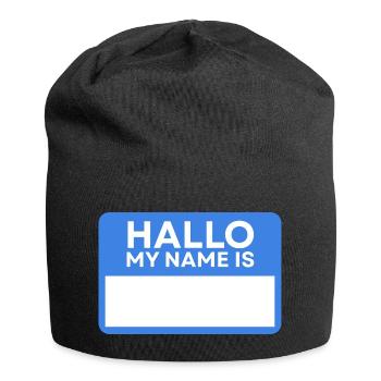 Bonjour Nom Bleu Badge - Bonnet en jersey - noir - Devant