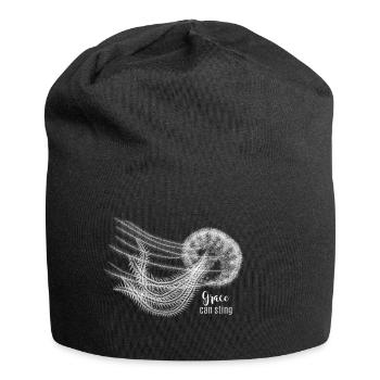 Grace Can Sting – Elegante Qualle in Weiß - Jersey-Beanie - Schwarz - Vorne