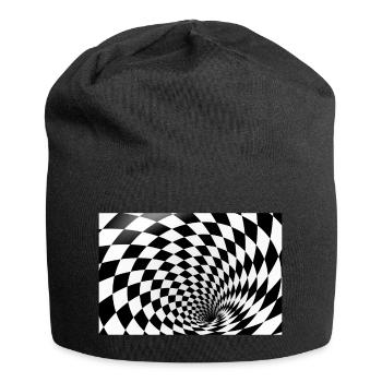 Spirale hypnotique en damier - Bonnet en jersey - noir - Devant
