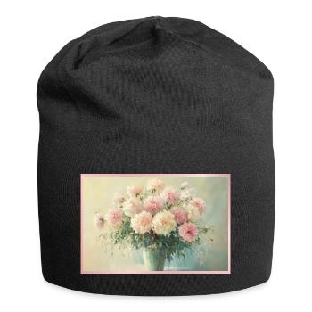 Delicate pastel floral bouquet - Jersey Beanie - black - Front