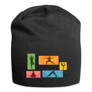 Colorful Yoga Silhouettes - Jersey Beanie - black - Front
