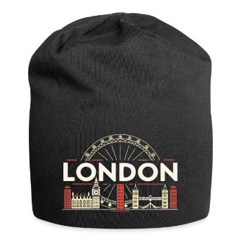 London Skyline und Riesenrad - Jersey-Beanie - Schwarz - Vorne