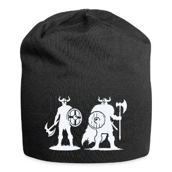 Duo viking : Bouclier et Hachette dans l’ombre - Bonnet en jersey - noir - Devant