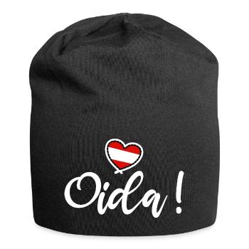 Oida! Österreich Herz I love Austria Dialekt Munda - Jersey-Beanie - Schwarz - Vorne