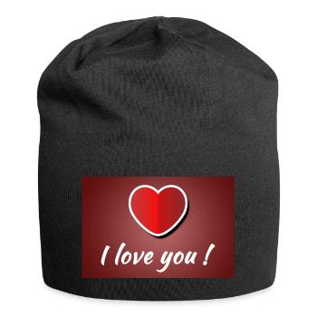 Je t’aime - Affiche avec cœur - Bonnet en jersey - noir - Devant