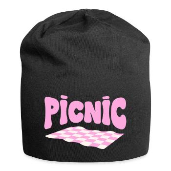 Pink checkerboard pastel picnic - Jersey Beanie - black - Front