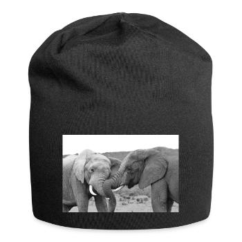 Black and White Elephant Friendship - Jersey Beanie - black - Front