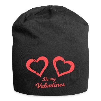 Be my Valentines Herzbrush - Jersey-Beanie - Schwarz - Vorne