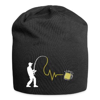Anglerherz und Feierabendbier - Jersey-Beanie - Schwarz - Vorne
