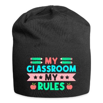 Pre K Teacher Classroom My Rules Kindergarten - Jersey Beanie - black - Front