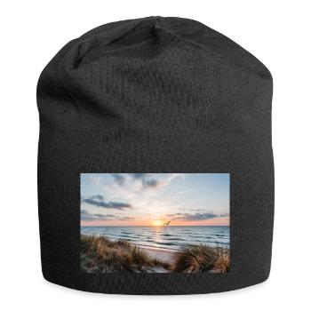 Coucher de soleil sur la plage de dunes - Bonnet en jersey - noir - Devant