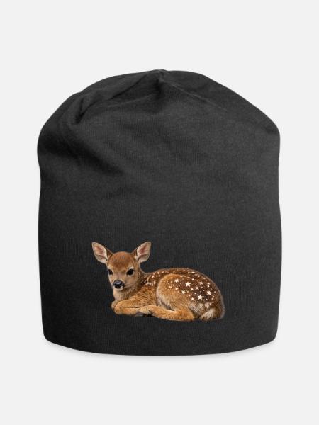 Sternenflecken Rehkitz - Jersey-Beanie - Schwarz