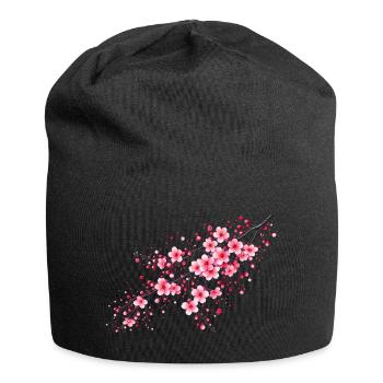 Cherry Blossoms Branch Sakura Flowers Cherry - Jersey Beanie - black - Front