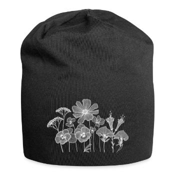 Blossoms Silhouette Floral Contours - Jersey Beanie - black - Front