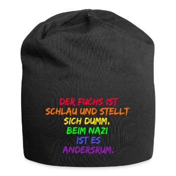 DER FUCHS IST SCHLAU, BEIM NZI IST ES ANDERSRUM - Jersey-Beanie - Schwarz - Vorne