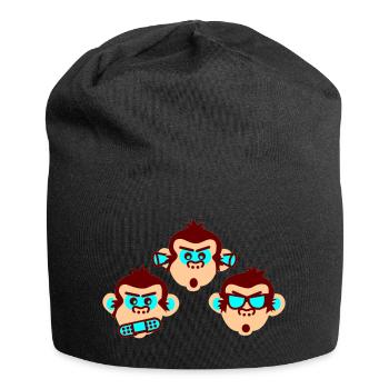 three wise monkeys - Jersey Beanie - black - Front