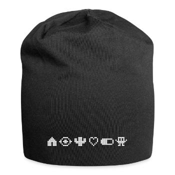 Retro Pixel-Art - Jersey-Beanie - Schwarz - Vorne