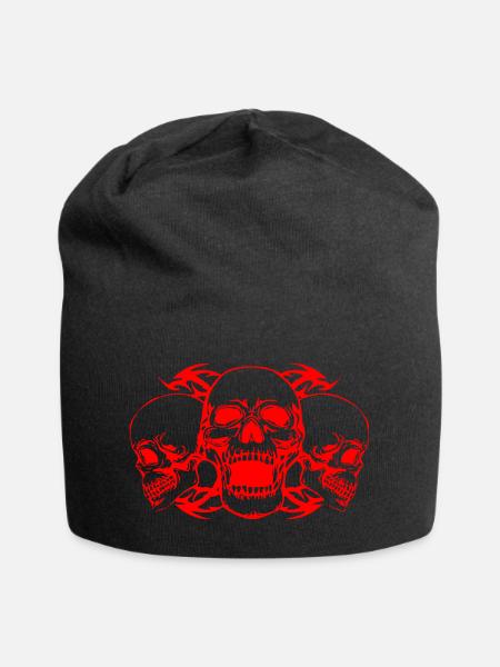 skull - Jersey-Beanie - Schwarz