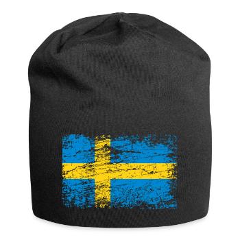 Drapeau suédois dans un style vintage - Bonnet en jersey - noir - Devant