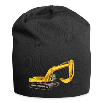 Excavatrice jaune, pelle rétrocaveuse, industrie - Bonnet en jersey - noir - Devant